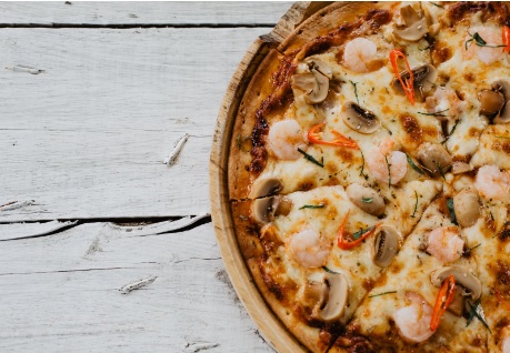pizza shrimp and mushrooms